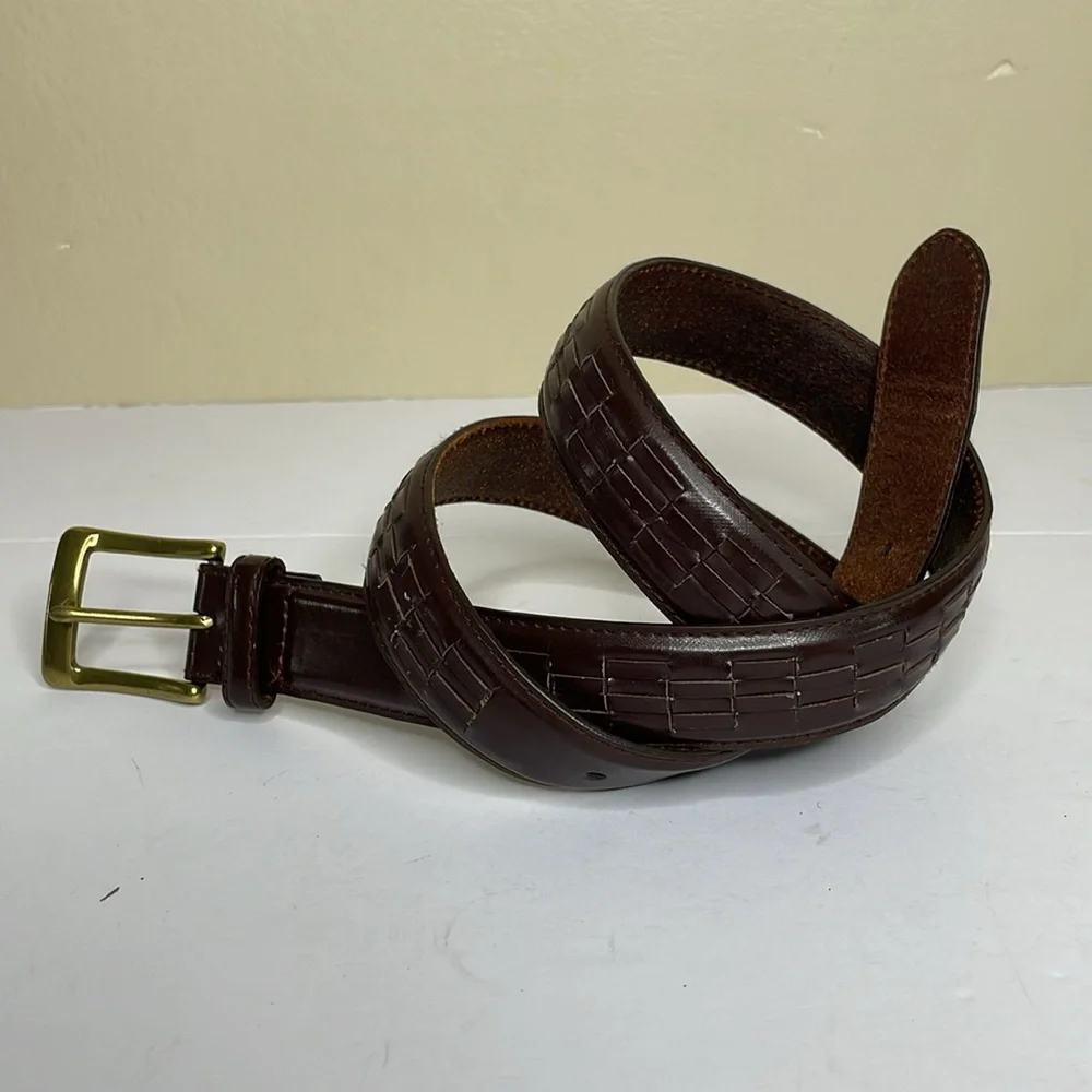 Men’s Leather Belt Brown Professional Brass Buckle 34/36
